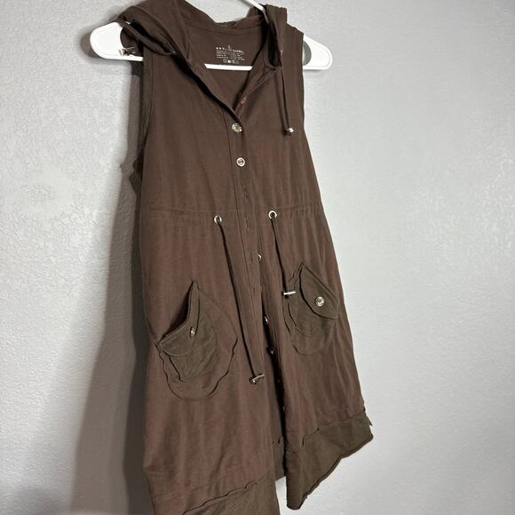Neon Buddha Brown Tie Waist Hooded Long Vest Set Size Small - Picture 6 of 10